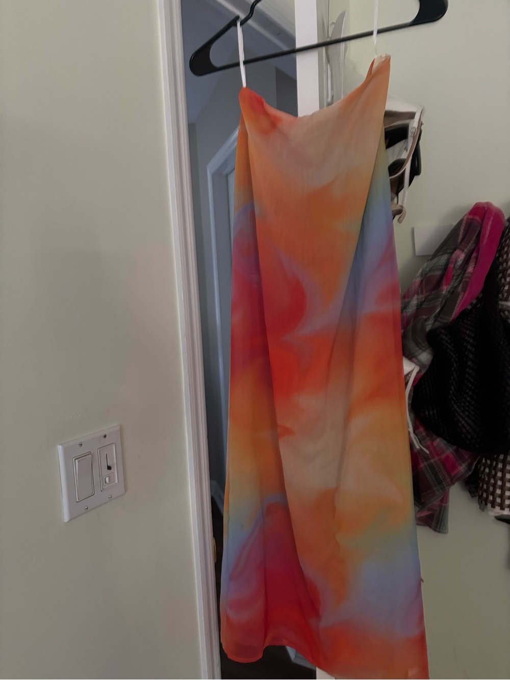 Peppermayo Sunset Swirl Slip Dress in Orange, Red, Blue, Purple, Cream